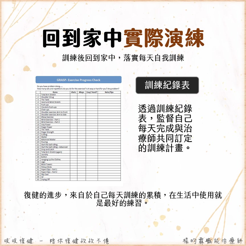 回到家中實際演練